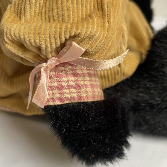 SKM Entreprises black teddy bear plush with corduroy dress vintage collectable. - Picture 7 of 12